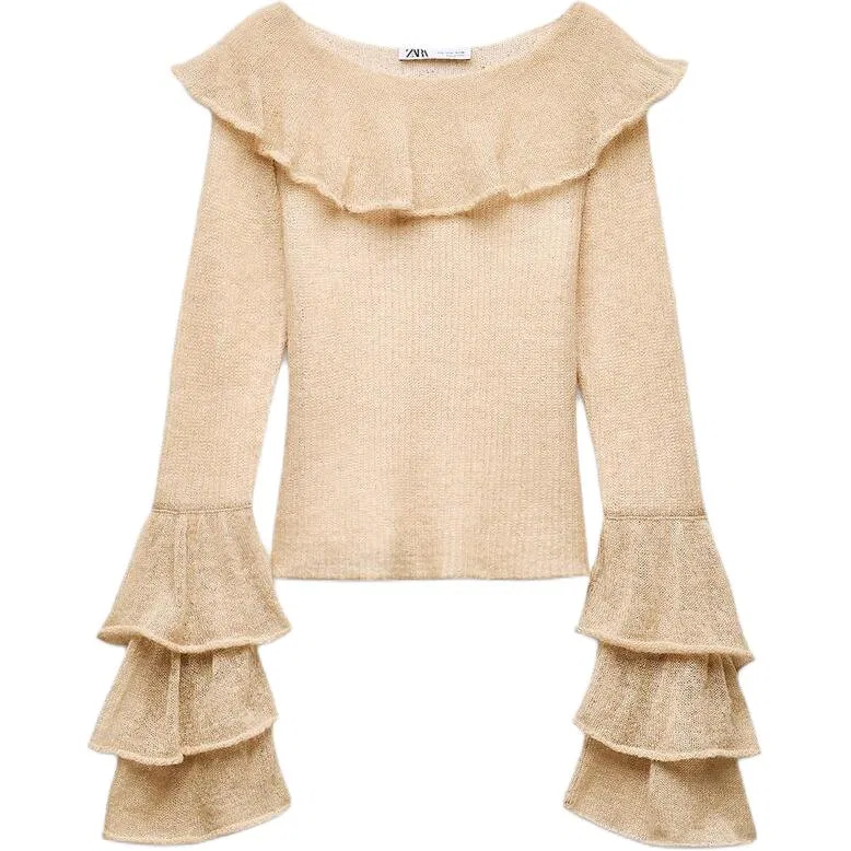 Женский свитер с круглым вырезом Dark Pink ZARA
