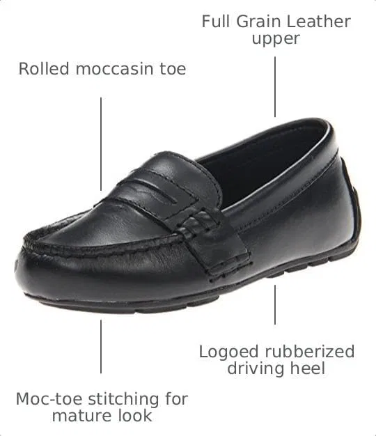 Детские туфли-лоферы Telly для мальчиков Polo Ralph Lauren, Black Full Grain Leather — фото 2