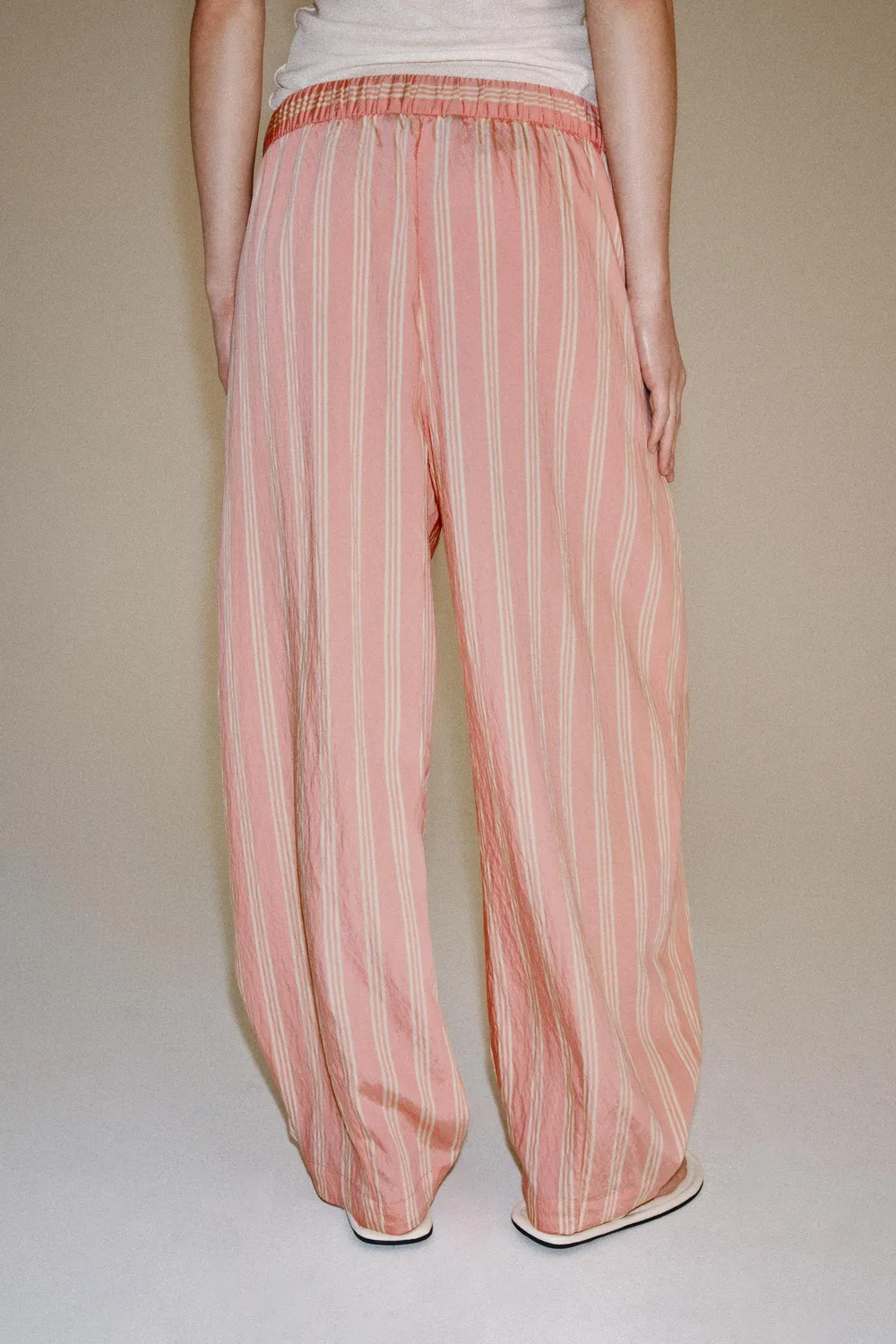 Полосатые брюки-саруэль из коллекции ZW ZARA, Pink/White — фото 3