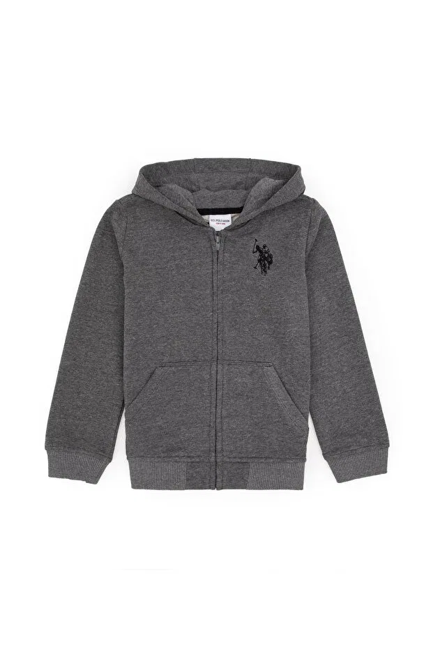 Детские свитшот с капюшоном на молнии для мальчиков U.S. Polo Assn., Anthracite Melange