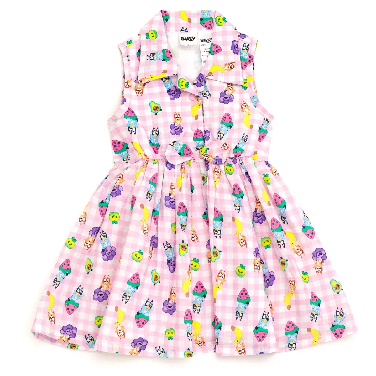 Детское платье для девочек с принтом Gingham Bluey, Цвет Pink
