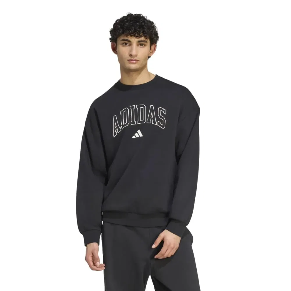 Мужской свитшот с воротником-стойкой Seasonal Essentials Collegiate Fleece Crew Adidas, Black