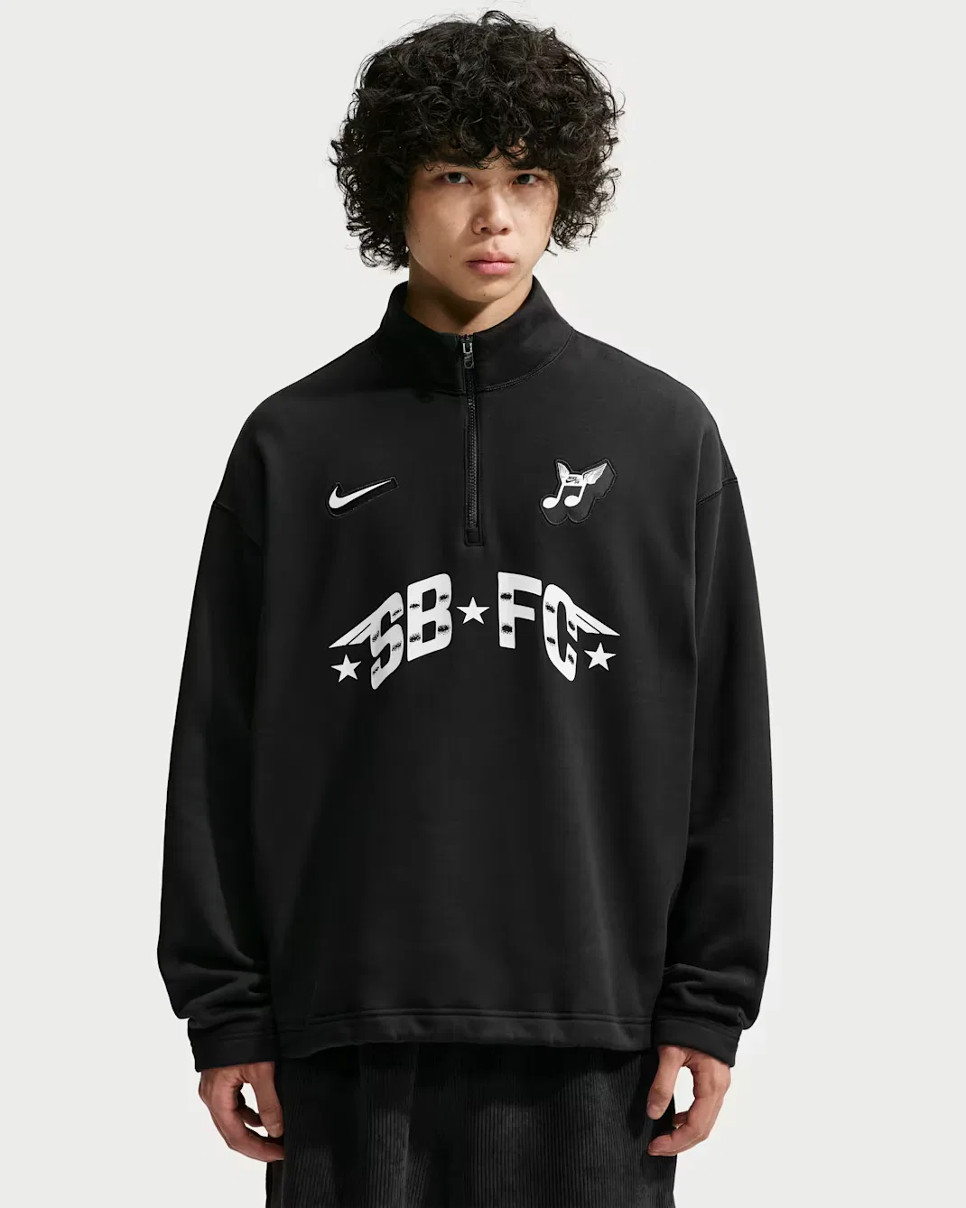 Толстовка Skate с круглым вырезом и молнией до середины груди из флиса Nike SB, Black — фото 3