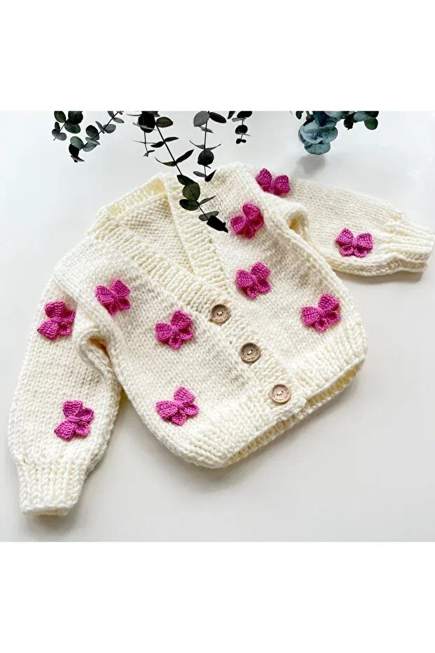 Детский кардиган для девочек вязаный Bow Cardigan Alis Baby Collection, Pink