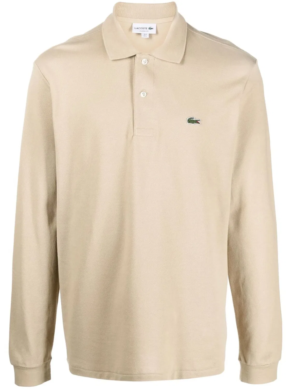 Поло с аппликацией и длинным рукавом Lacoste, нейтральный