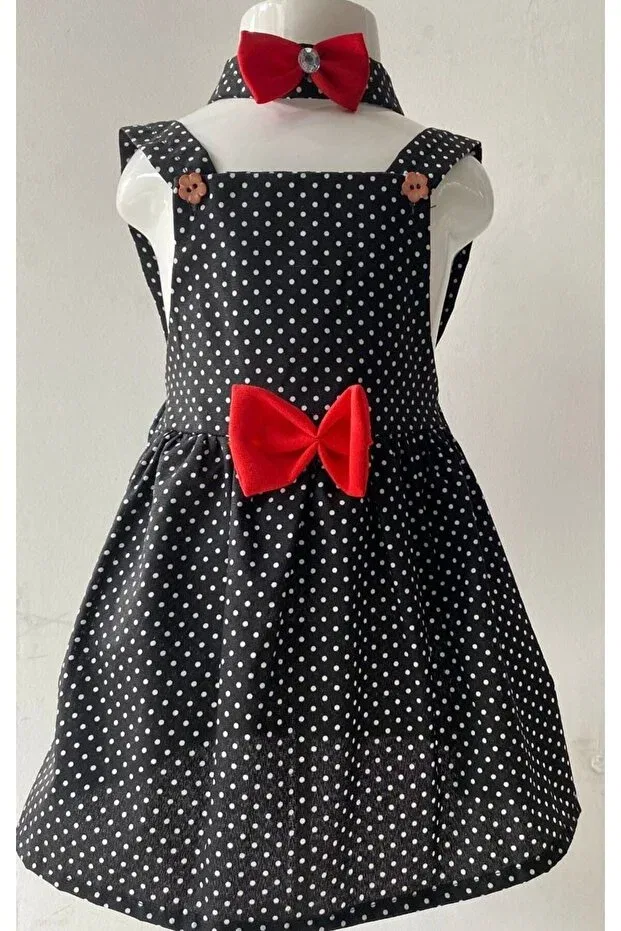 Детский комбинезон для девочек с принтом salopet dress Karınca, Black And White — фото 2
