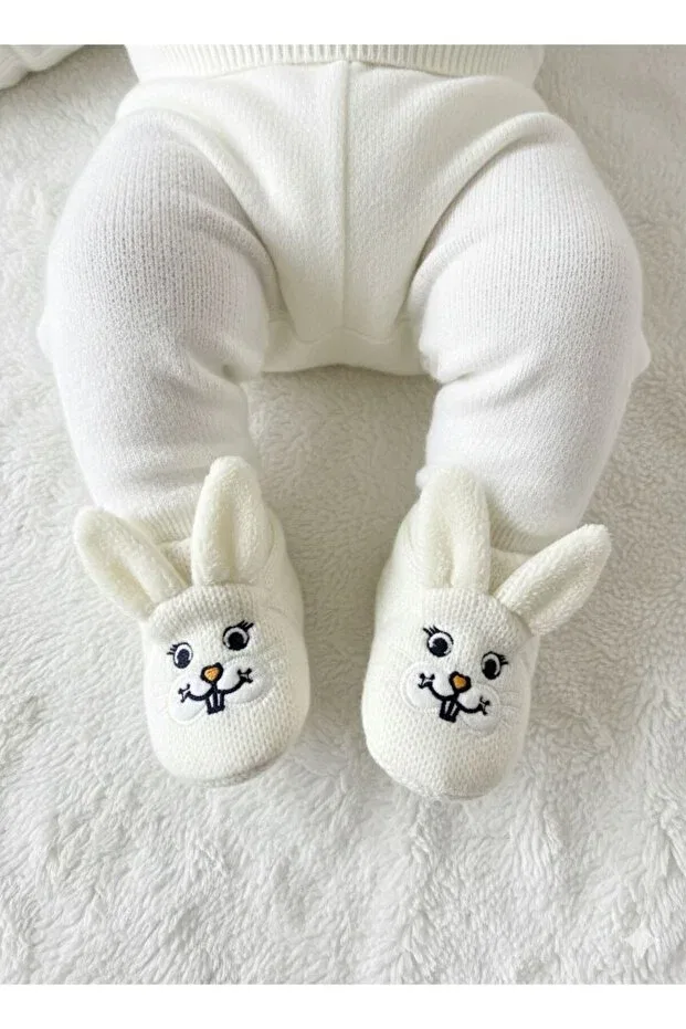 Детские пинетки органические с принтом Numix Baby Kids, Ecru