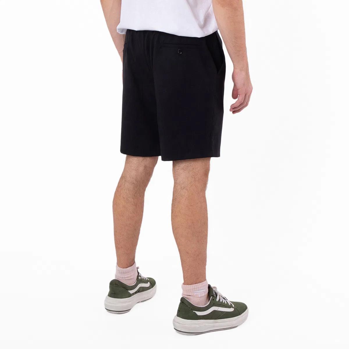 Шорты из шерсти с эластичным поясом Elasticated Waist Wool Shorts Ami Paris, Black — фото 4