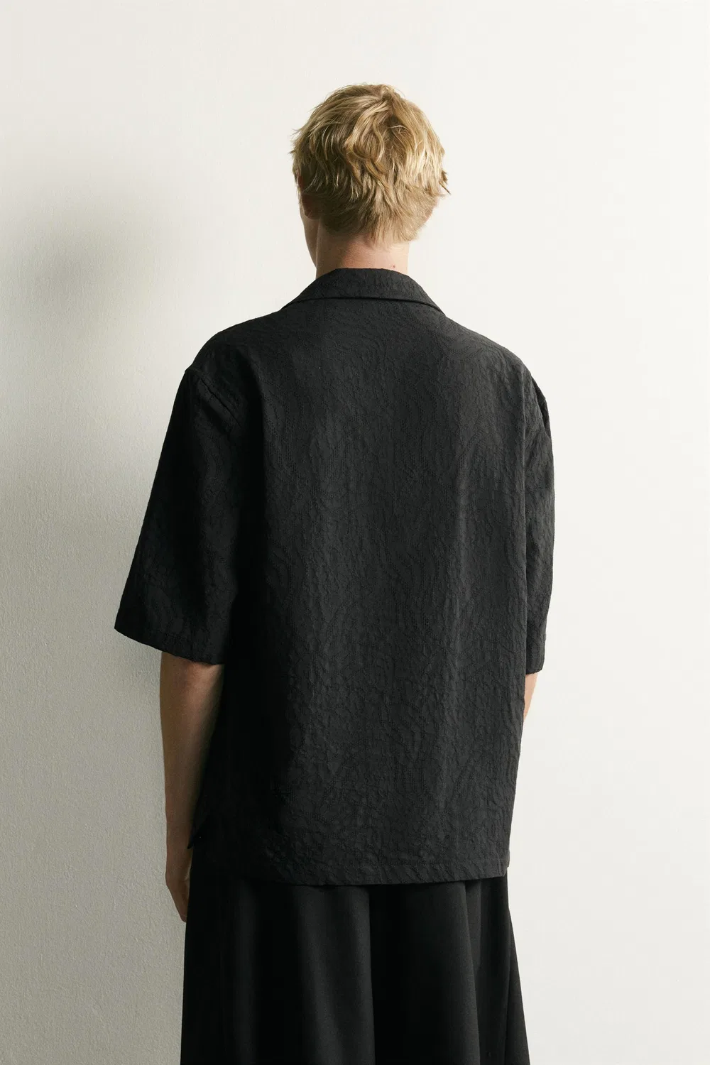 Поло свободного кроя из жаккарда ZARA, Black — фото 3