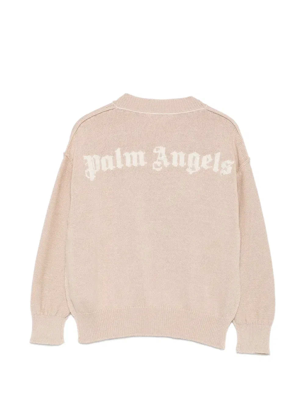 Кардиган с логотипом-интарсией Palm Angels Kids, бежевый — фото 2