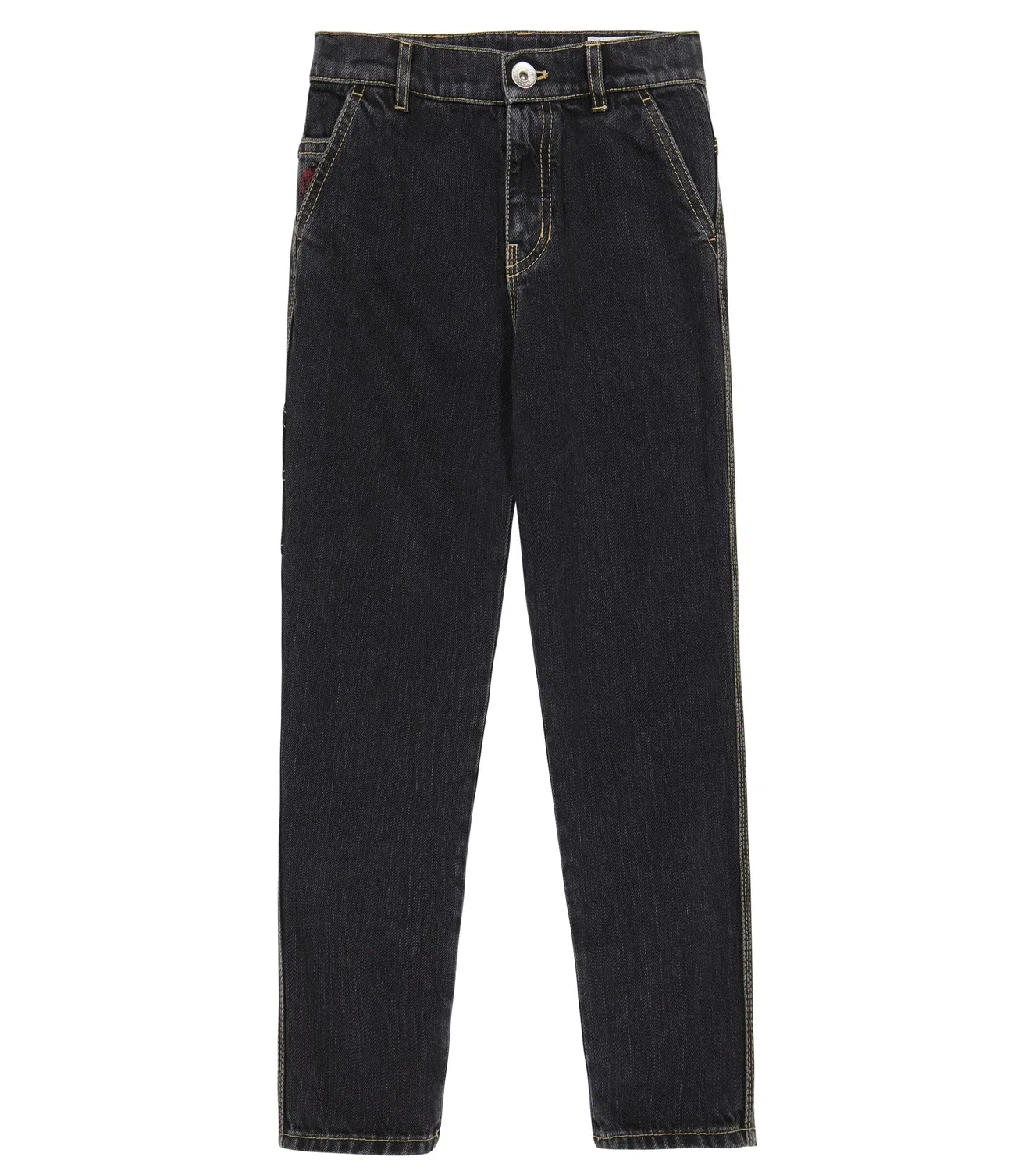 Прямые джинсы с пятью карманами Brunello Cucinelli Kids, серый