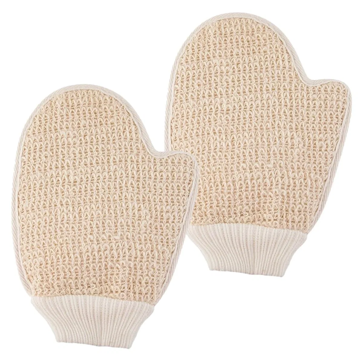 Двусторонние перчатки для пилинга из хлопка, 2 шт, 21x17 см, Бежевый Generisch