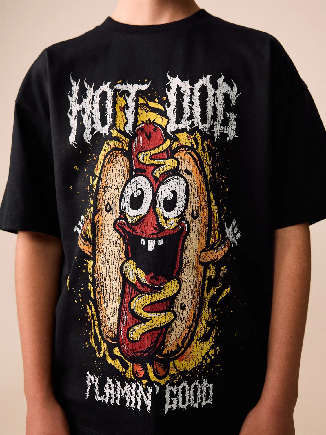Футболка с графическим принтом, свободная Next, Black Hot Dog — фото 4