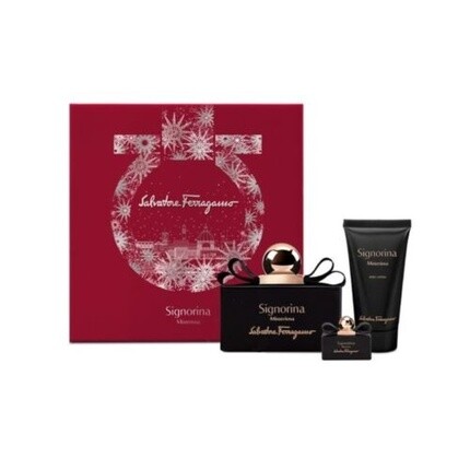 

Женский парфюмерный набор Salvatore Ferragamo Signorina Misteriosa 3,4 унции EDP, 1,7 унции лосьона, мини - NIB