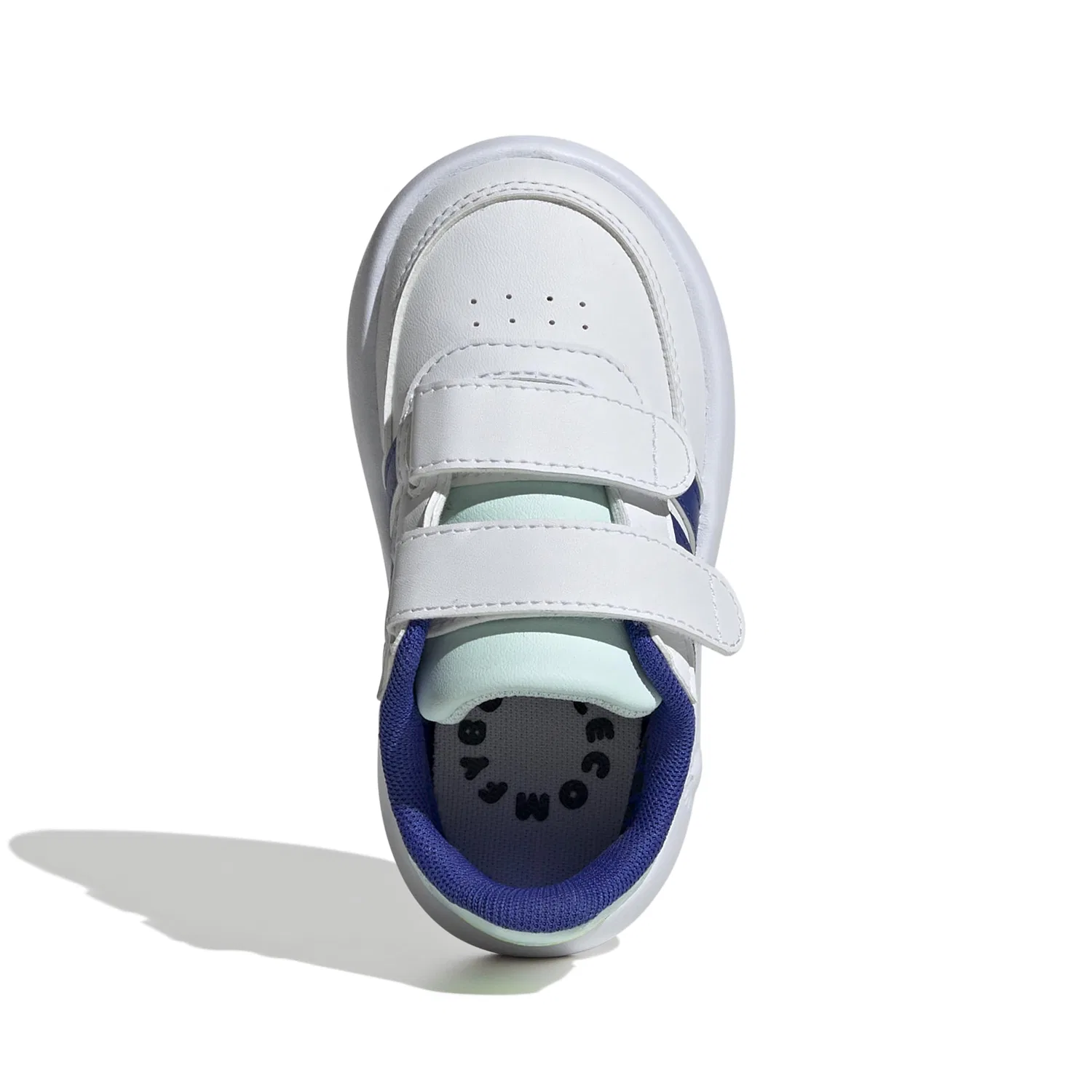 Детские кроссовки для мальчиков с полосками Breaknet 2.0 Adidas, Cloud White Semi Lucid Blue Halo Mint — фото 2