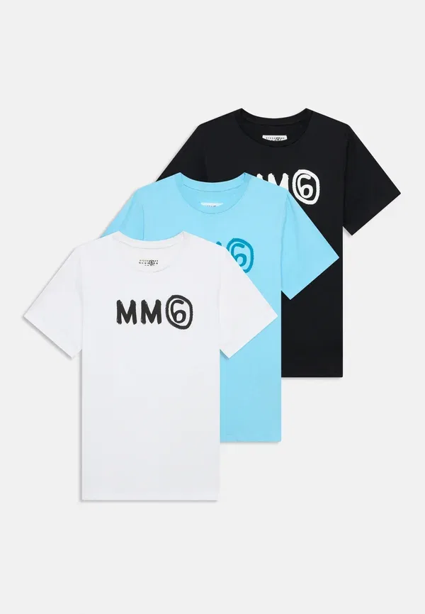 Комплект из 3 футболок с принтом, хлопок, Mm6 Maison Margiela, Topaz Blue/White/Black, белый/черный/синий — фото 3