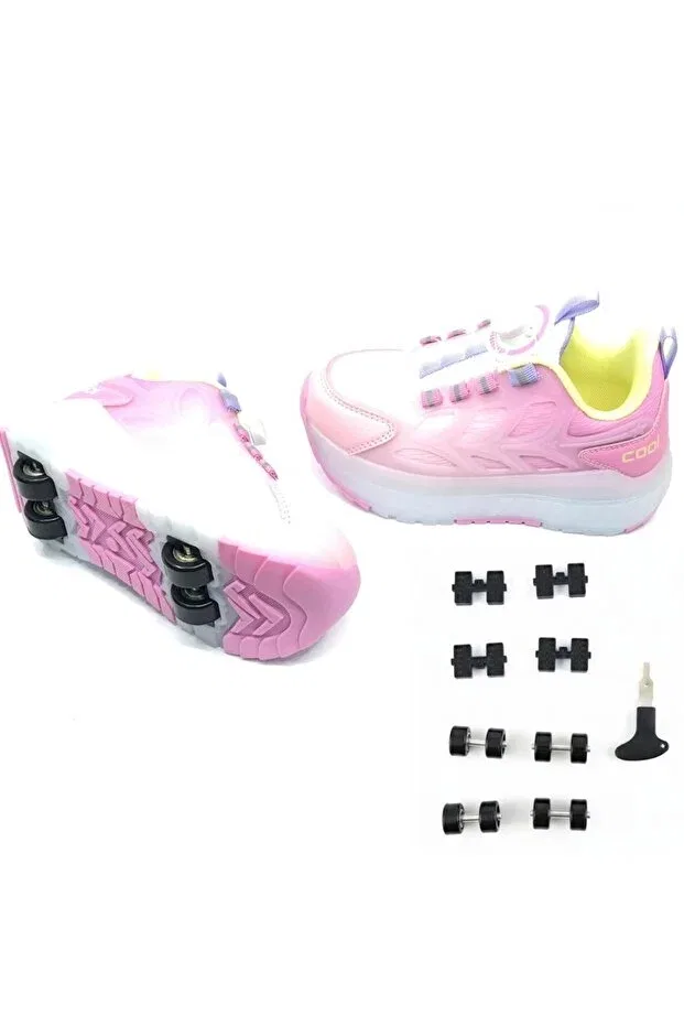 Детские спортивные кроссовки для девочек со шнуровкой Cool wheel smart lace-up lighted orthopedic skates Kocamanlar, Powder — фото 3