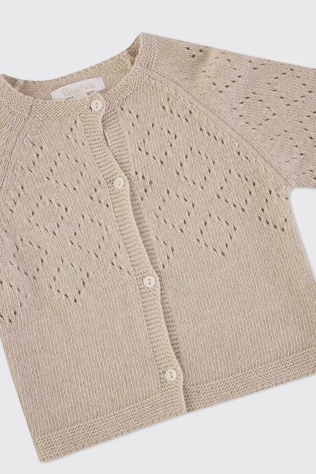Детский вязаное кардиган для новорожденных Patachou Panço, Beige — фото 3