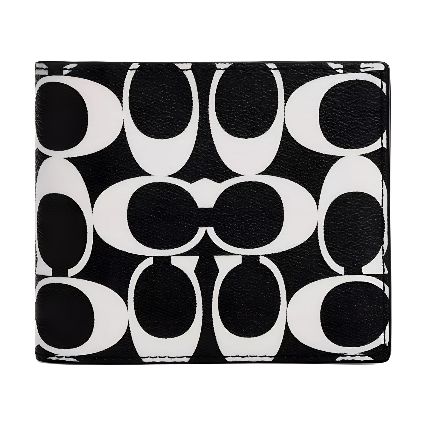 

COACH Трехсекционный кошелек из ламинированного полотна миниатюрный женский Cannonball бронзовый черный и бежевый