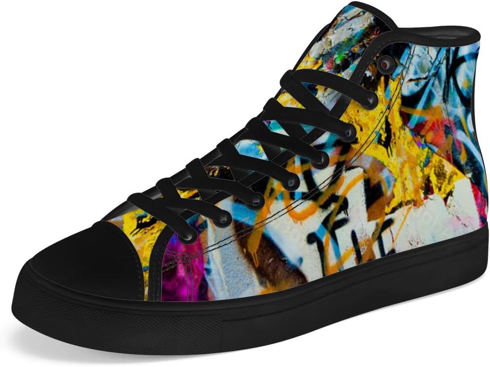 

Мужские и женские высокие кеды Graffiti из парусины, высокие кроссовки на шнуровке, повседневная обувь Chebing, желтый