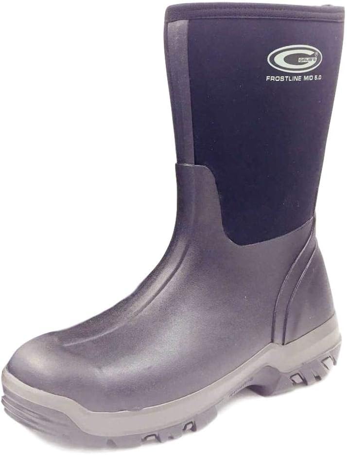 Резисапоги Grubs Frostline Mid 5.0, Водонепроницаемые резисапоги для грязи, Противоскользящие резисапоги, Амортизирующие и утепленные, Мужские и женские резисапоги, Черные