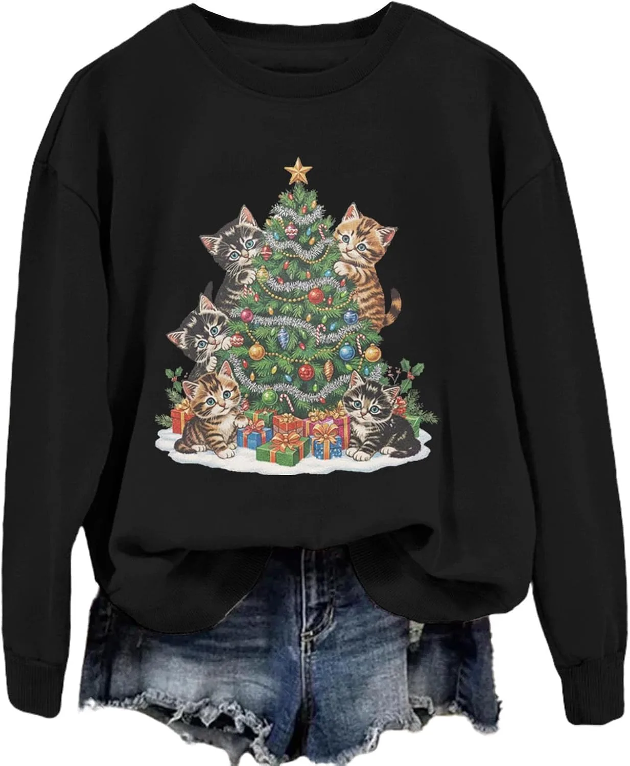 

Свитшот 90's Cat Christmas с капюшоном Czbic