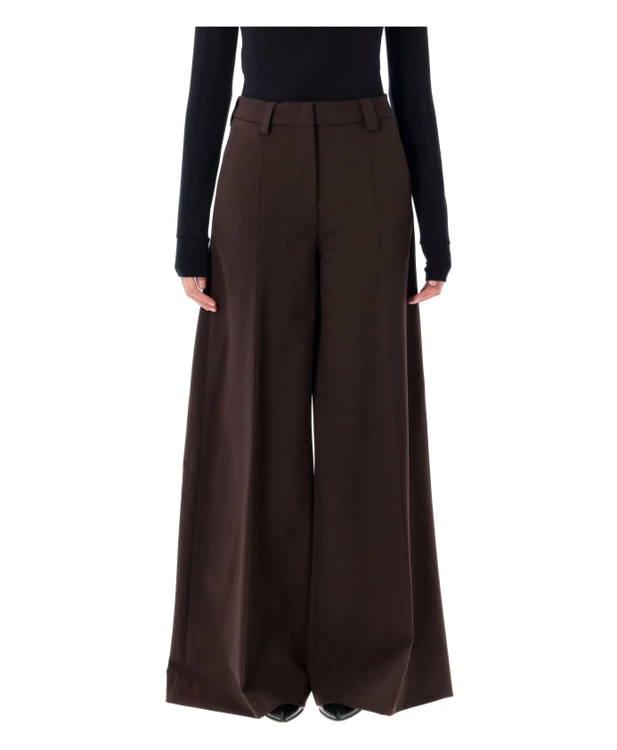 

Коричневые шерстяные брюки с широкими штанинами, осень-зима 2025 Thelatest, коричневый