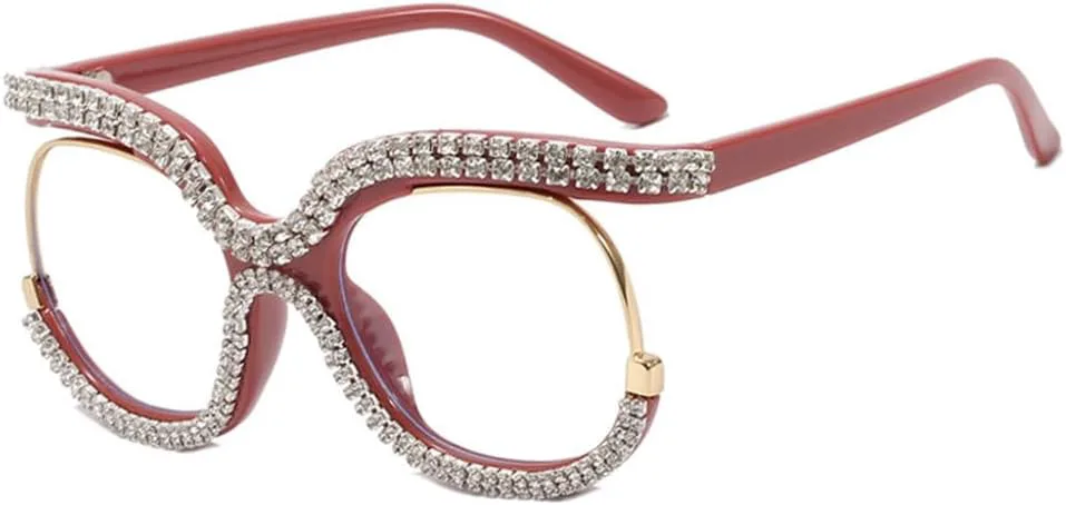 

Женские солнцезащитные очки со стразами, модные, в крупной оправе, с бриллиантами, большие очки с кристаллами, защита от ультрафиолета UV400 TKKTLLT, Pink