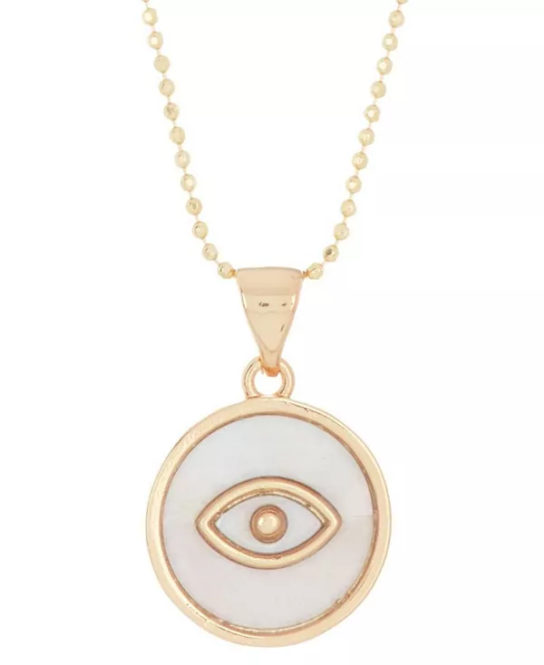 

Ожерелье с подвеской от сглаза из перламутра 14 карат, 18 дюймов, позолоченное 14-каратным золотом Adornia, gold