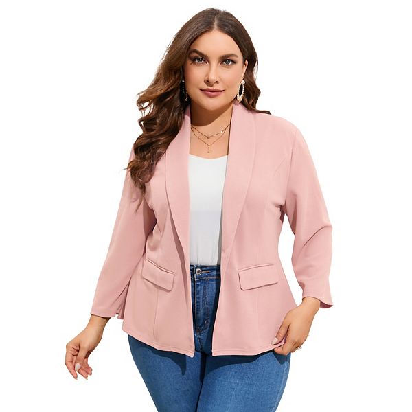 

Блейзер для женщин plus size с длинным рукавом и одной пуговицей Seoria, Pink