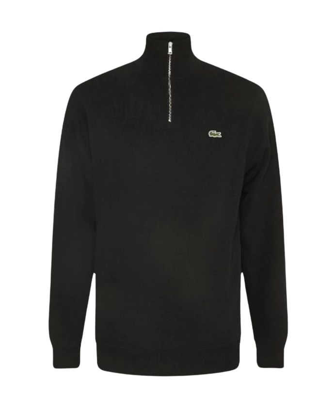 

Свитер на молнии из хлопкового джерси Lacoste, черный