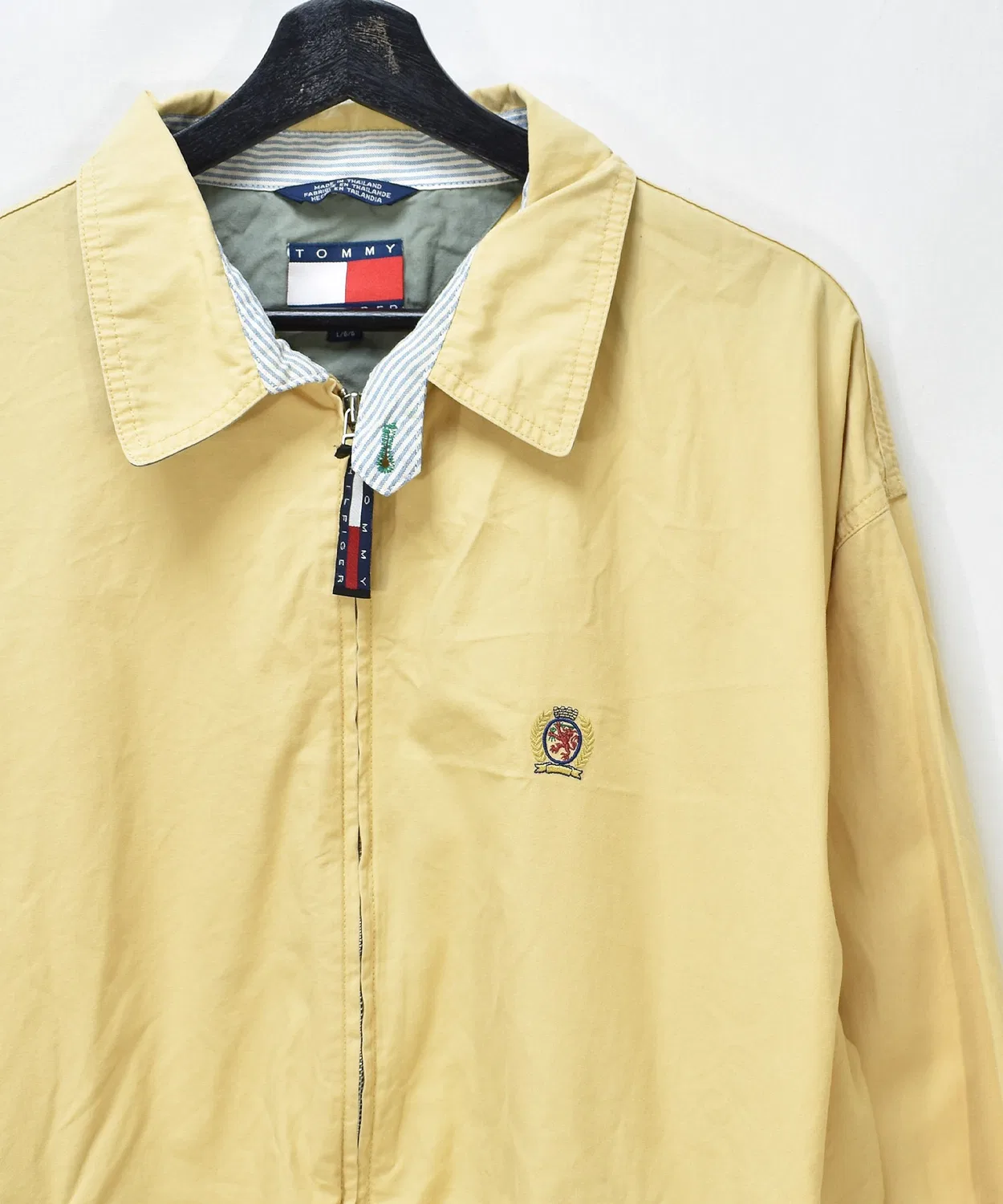 Винтажная куртка Tommy Hilfiger с логотипом, хлопок, бежевая — фото 2