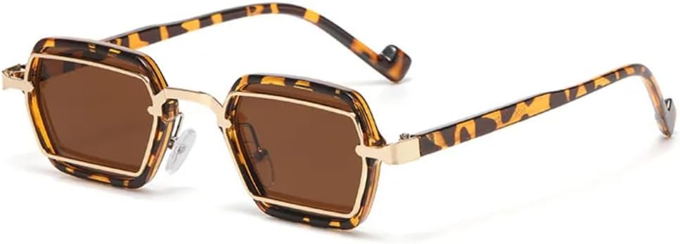 

Ретро-панк солнцезащитные очки для женщин, защита от УФ-излучения UV400, модные прозрачные линзы, оправа для очков с защитой от синего света для мужчин SZVVBKK, C5 Leopard Tea