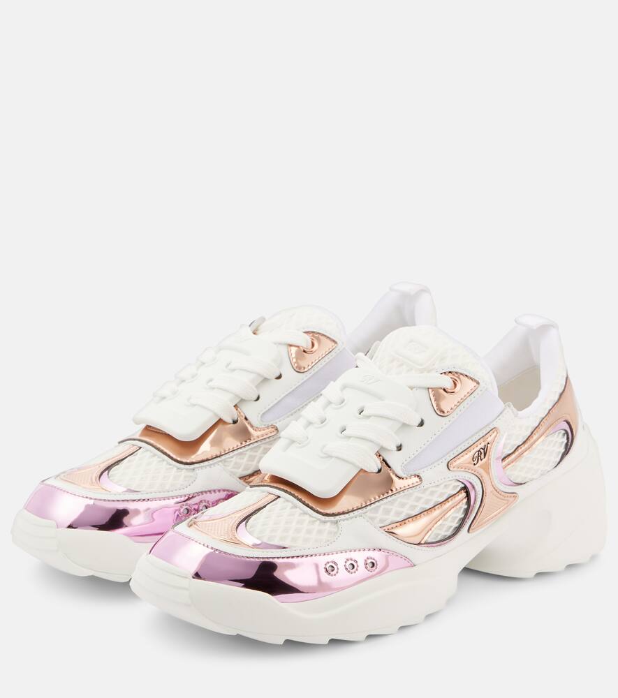 Кожаные кроссовки Viv' on the Run Roger Vivier, M417(Rosa Taffe)+B001(Bianco) — фото 4