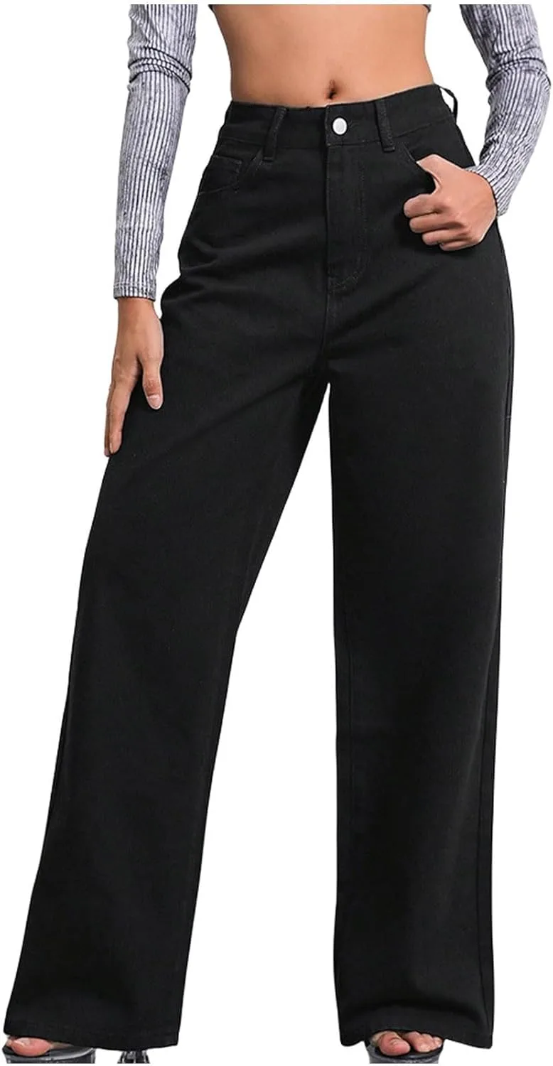 

Женские джинсы с широкими штанинами и высокой посадкой