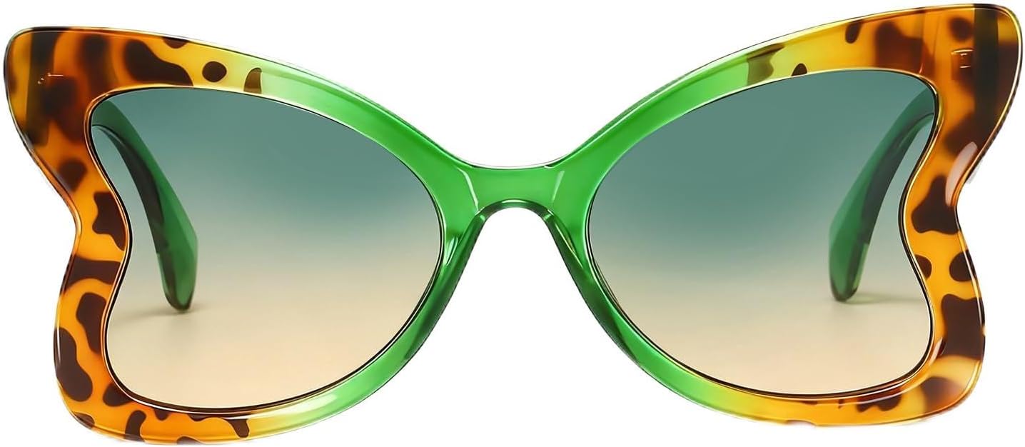 

Модные солнцезащитные очки Chicid с бабочками для женщин, ретро-оправа в стиле 90-х, забавные солнцезащитные очки с защитой от УФ-излучения UV400, A01 Green Tortoise Framen/Gradient Grey