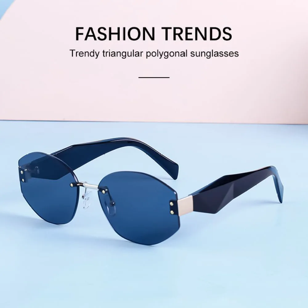 

Винтажные солнцезащитные очки без оправы для женщин, роскошные ретро-панк солнцезащитные очки для женщин, защита от УФ-излучения UV400 TYUVIVO, C6whitegray