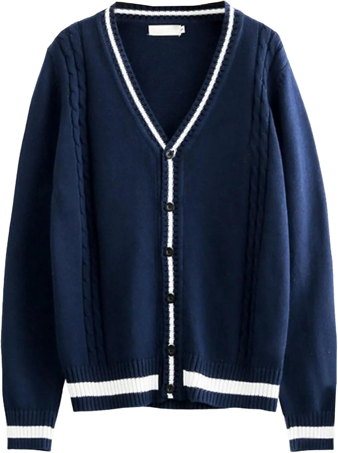 

Мужской вязаный кардиган с V-образным вырезом и пуговицами QOAAIE