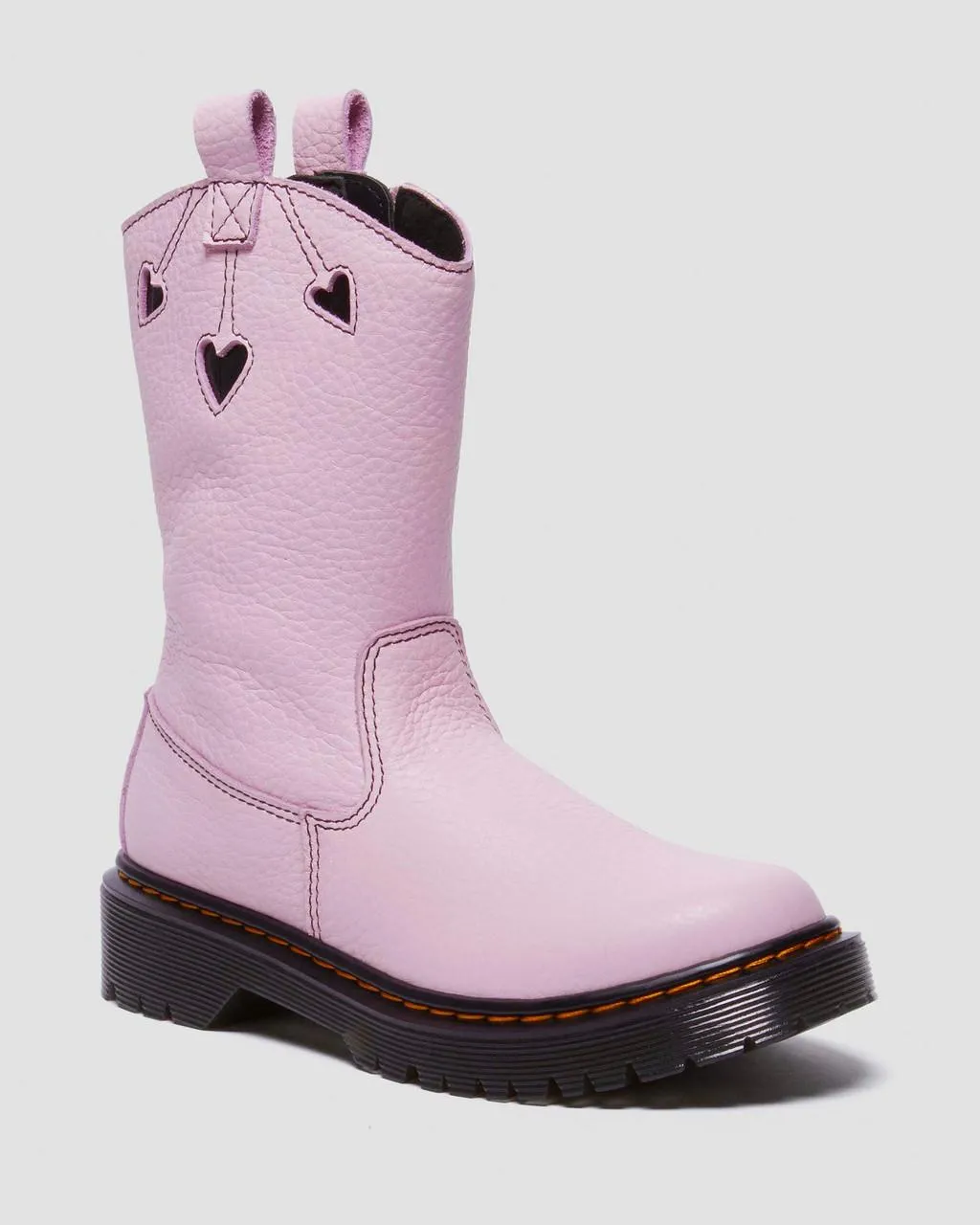 

Ботинки без шнуровки Dr. Martens Junior Heart из лакированной кожи наппа, цвет Pink+Black — Milled Nappa