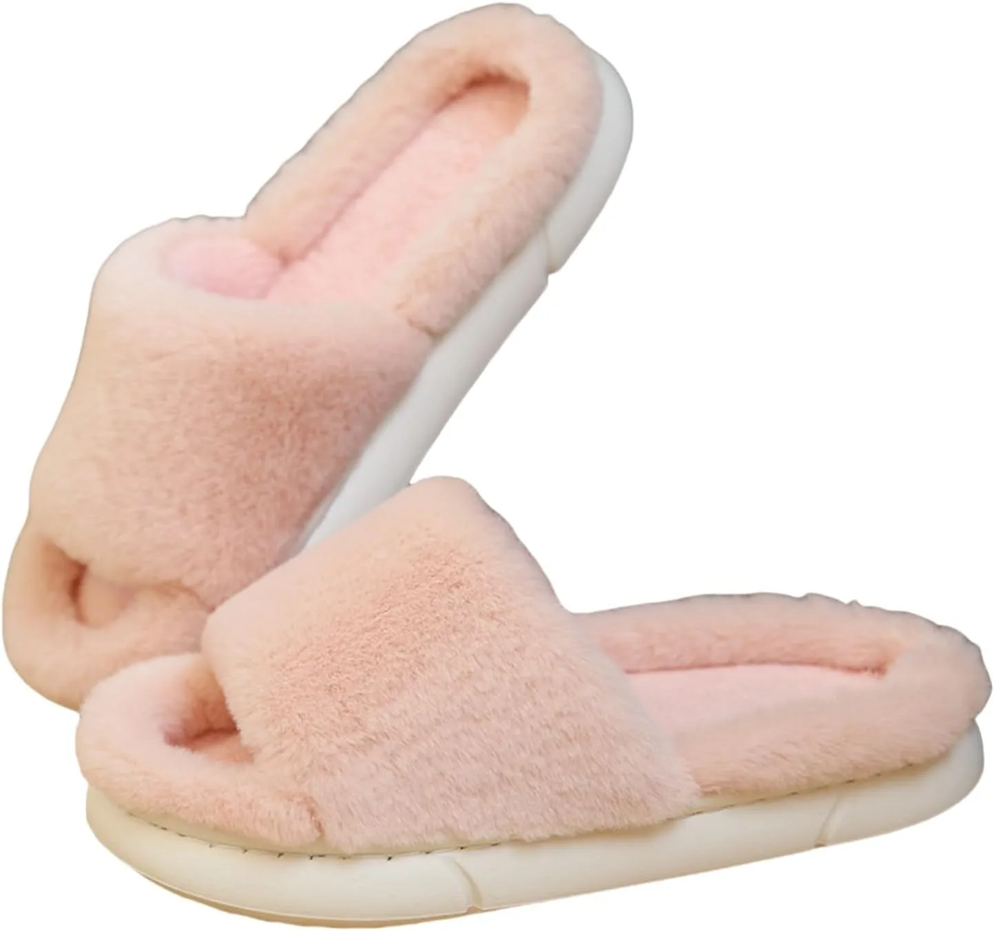 Мужские тапочки с открытыми носками, мягкие тапочки, мужские тапочки с мягким полом, удобные тапочки на платформе, плюшевые тапочки, пушистые зимние тапочки, легкие войлочные тапочки, удобные домашние тапочки из войлока Generisch, розовый