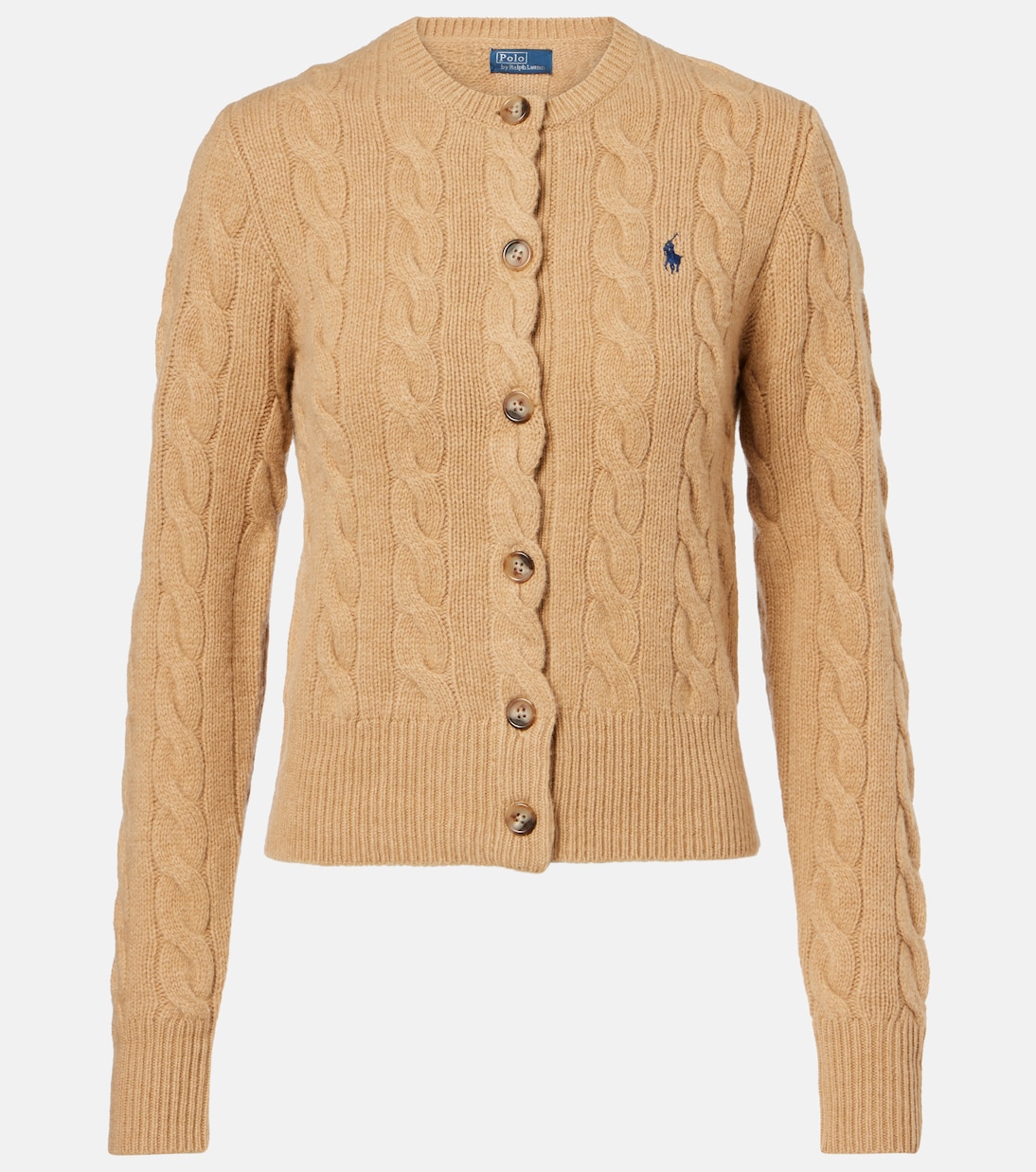 

Кардиган из шерсти и кашемира, связанный косами Polo Ralph Lauren, Collection Camel Melange