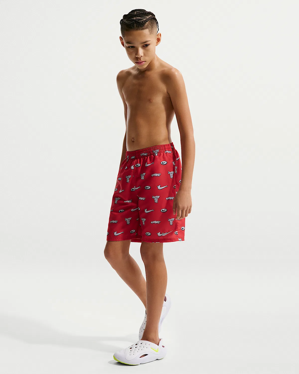 Детские (мальчиковые) плавки Nike Swim Breaker 7" с боксерской подкладкой, University Red/University Red/University Red/Wolf Grey