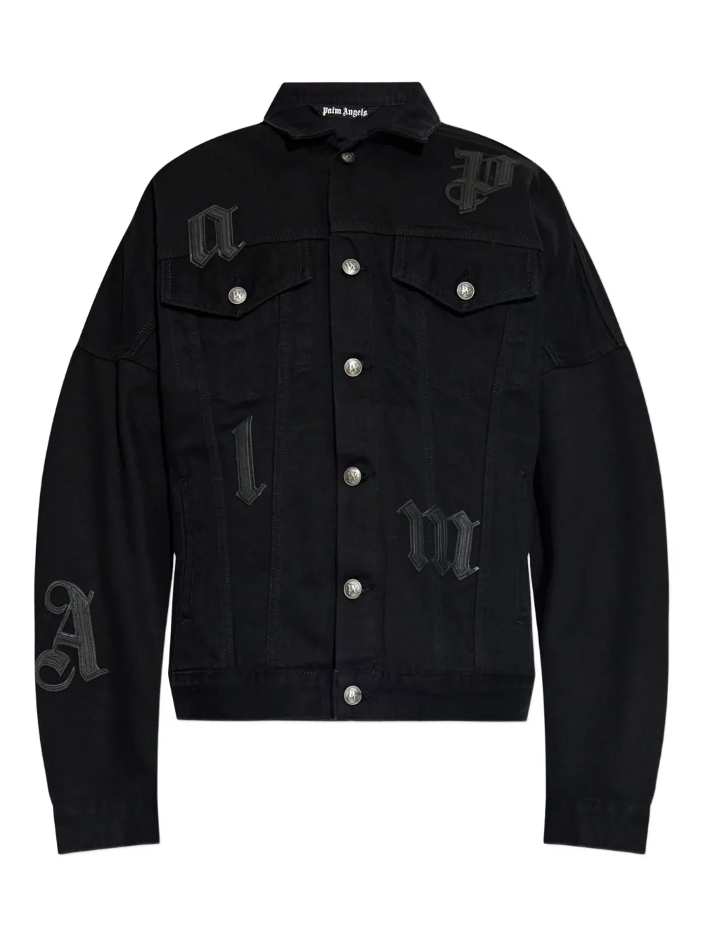 

Джинсовая куртка с аппликацией и пуговицами Palm Angels, черный