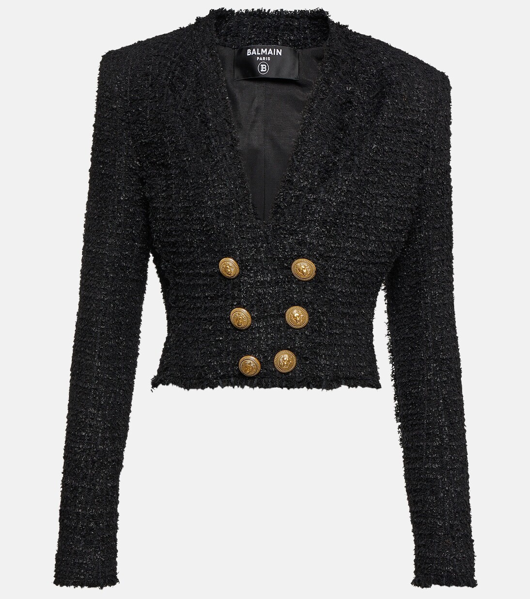 

Украшенный твидовый жакет Balmain, черный