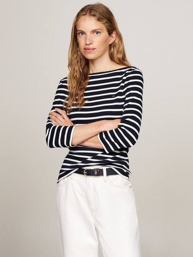 

Футболка с вырезом лодочкой в полоску cody Tommy Hilfiger, цвет Desert Sky/Ecru