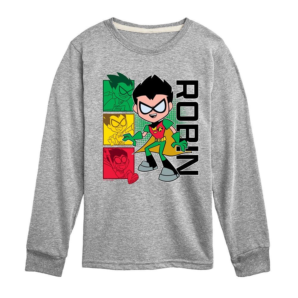 

Мальчики 8–20 лет. Юные титаны, вперед! Футболка Robin с длинными рукавами и графическим рисунком Licensed Character, цвет Athletic Heather