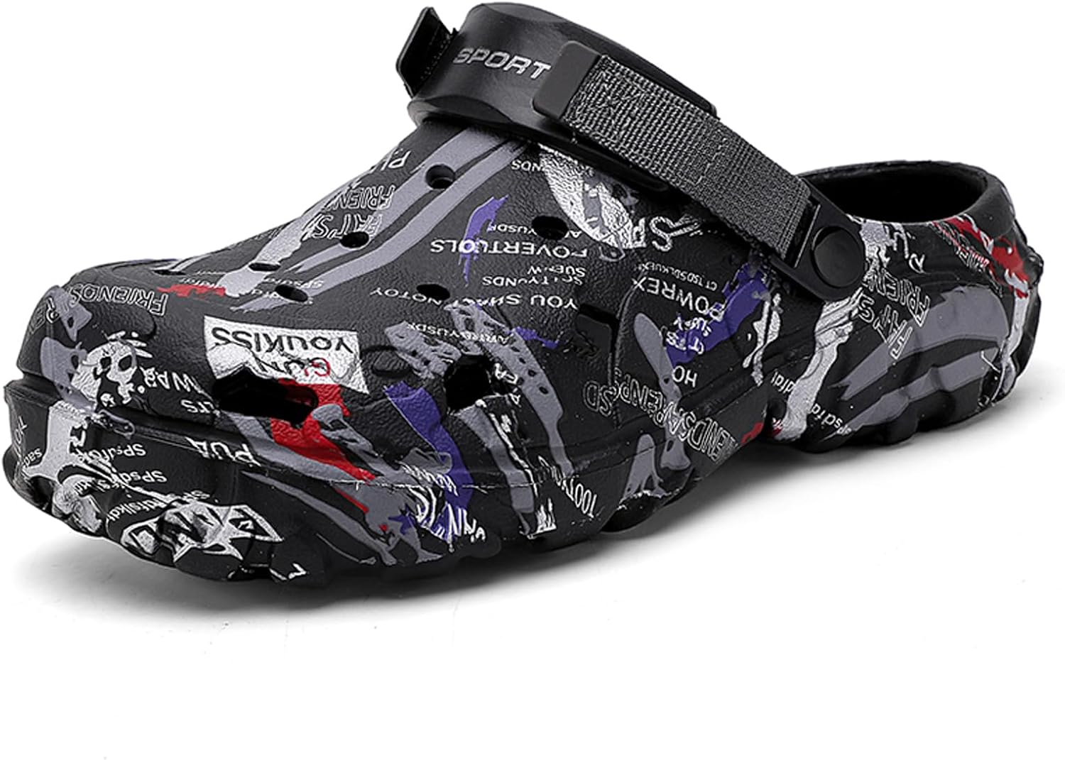 

Мужские камуфляжные садовые сабо FLIOZY, удобные, противоскользящие, для пляжа и бассейна, легкие спортивные сандалии с регулируемым задним ремешком, черный