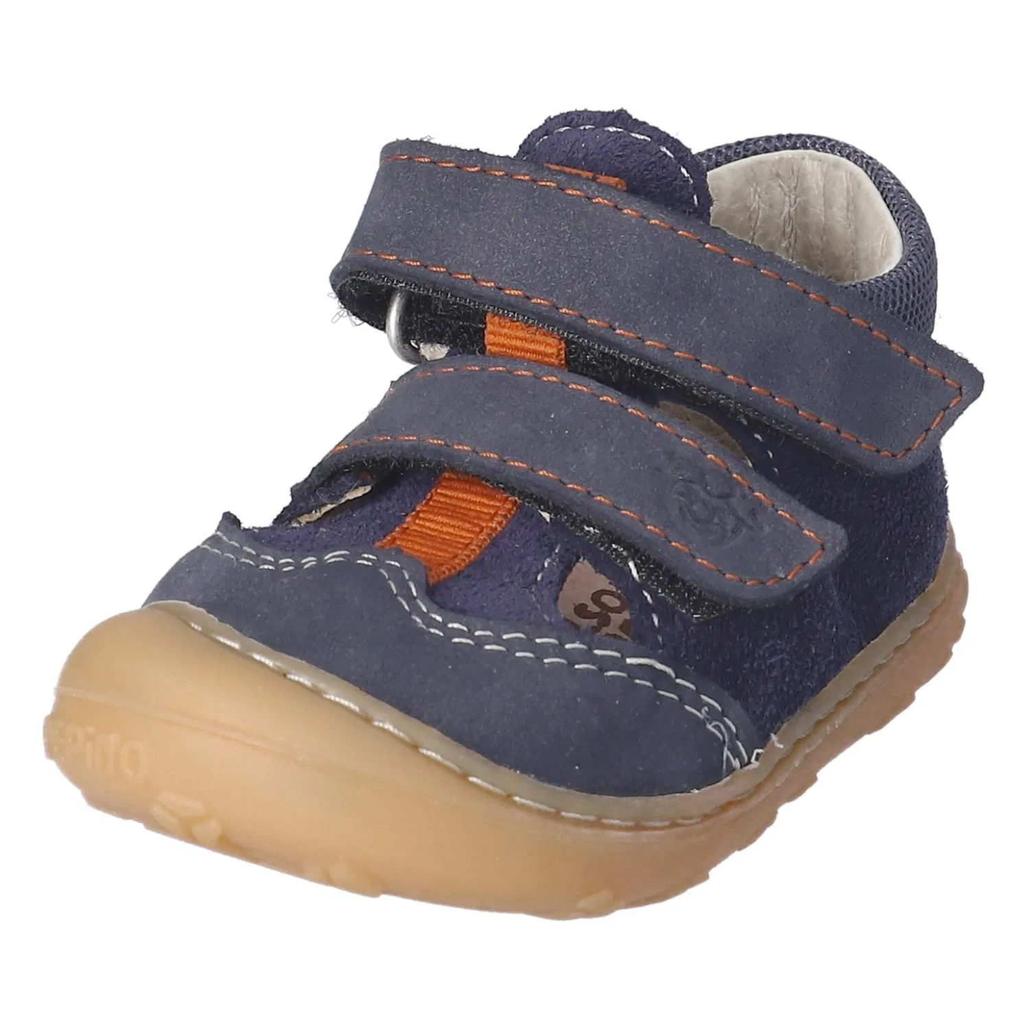 Детские кожаные кроссовки для первых шагов PEPINO by RICOSTA, Navy-Orange