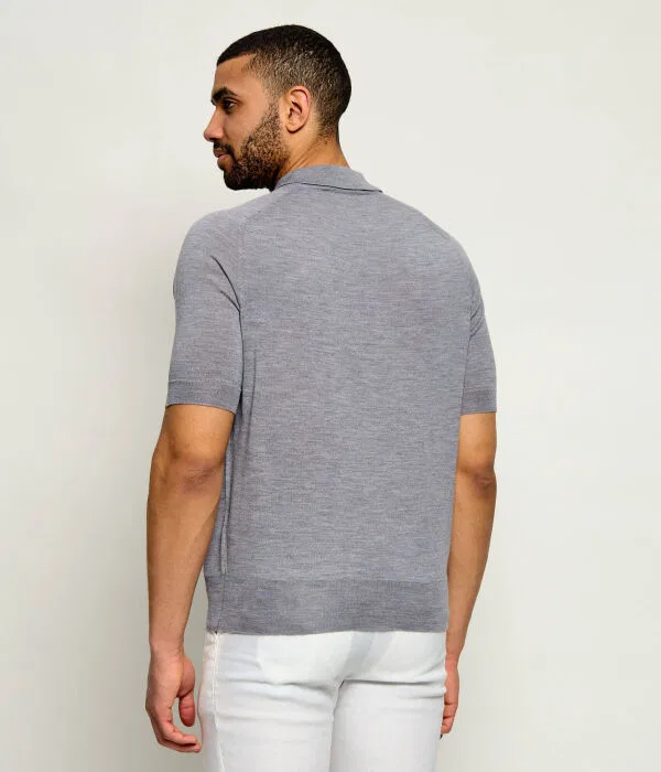 Мужское поло из шерсти Slim Fit AMI Paris, серый — фото 3