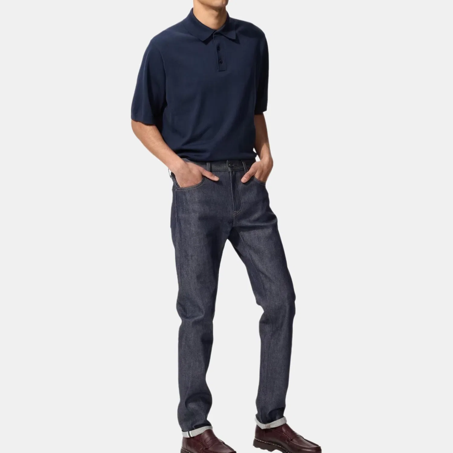 Мужские джинсы умеренно-узкого кроя Marine Blue UNIQLO — фото 3
